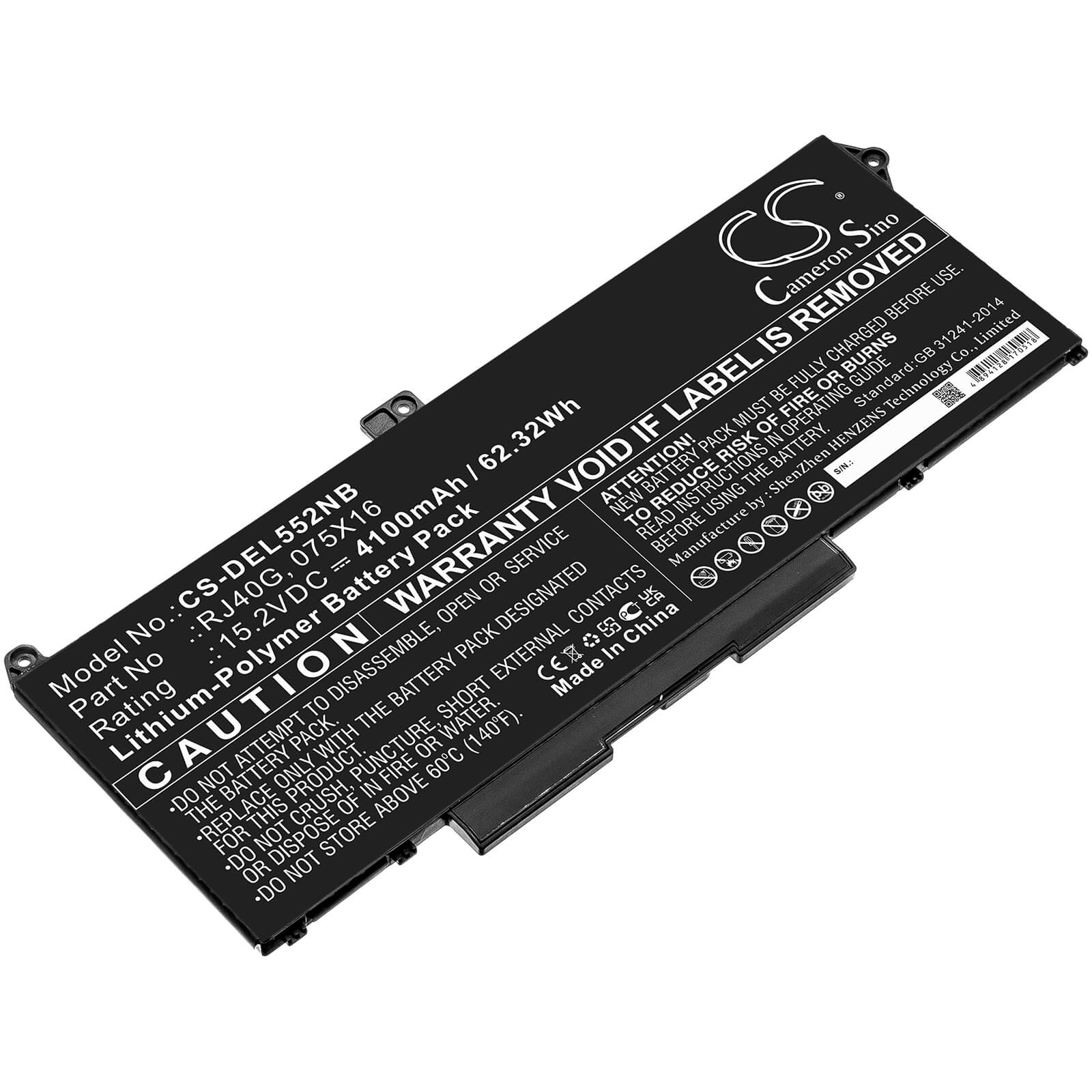 Li-ion Battery fits Dell, Latitude 14 5420, Latitude 14 5420 Chkfm, Latitude 14 5420 Fdtcy 15.2V, 4100mAh Notebook & Laptop Cameron Sino Technology Limited