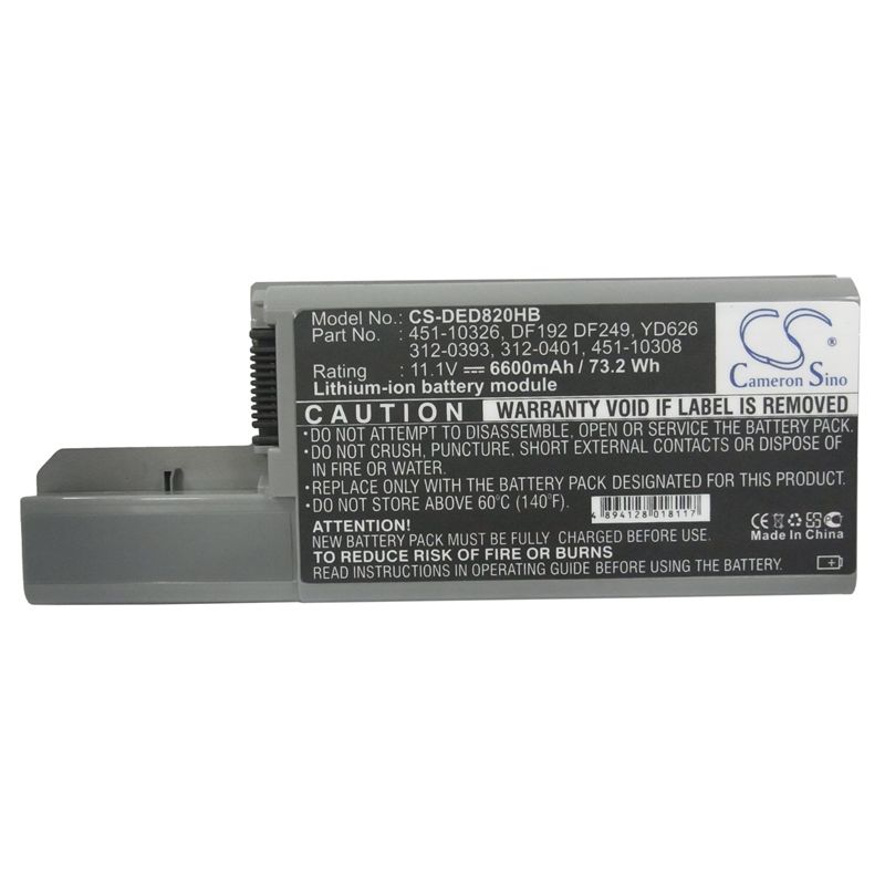 Li-ion Battery fits Dell, latitude D531, latitude D820, precision M65 11.1V, 6600mAh Notebook & Laptop Cameron Sino Technology Limited