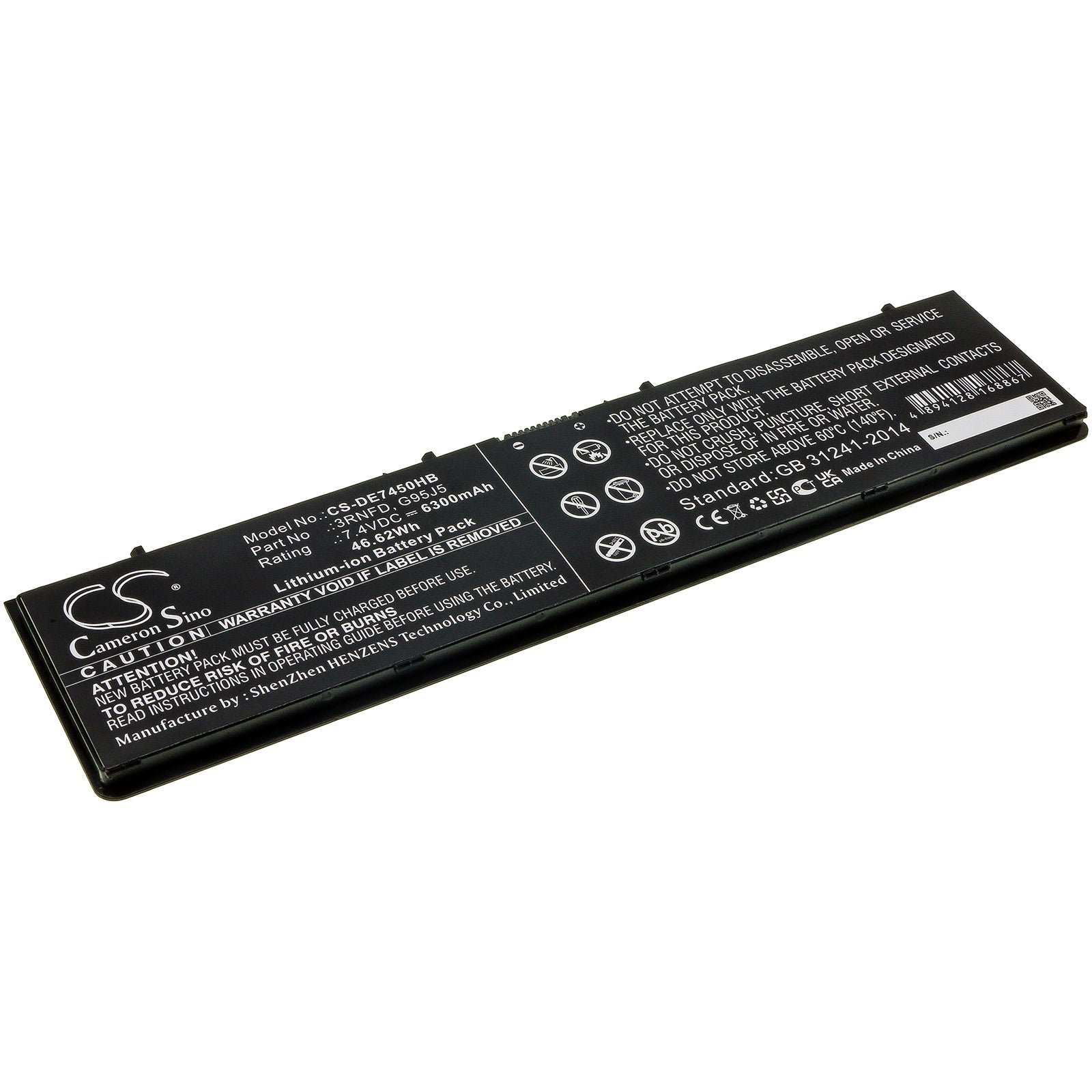 Li-ion Battery fits Dell, Latitude E7250, Latitude E7440, Latitude E7450 11.1V, 6300mAh Notebook & Laptop Cameron Sino Technology Limited