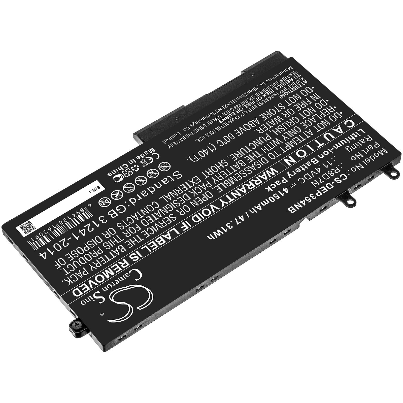 Li-ion Battery fits Dell, Precision 15 3540 11.4V, 4150mAh Notebook & Laptop Cameron Sino Technology Limited