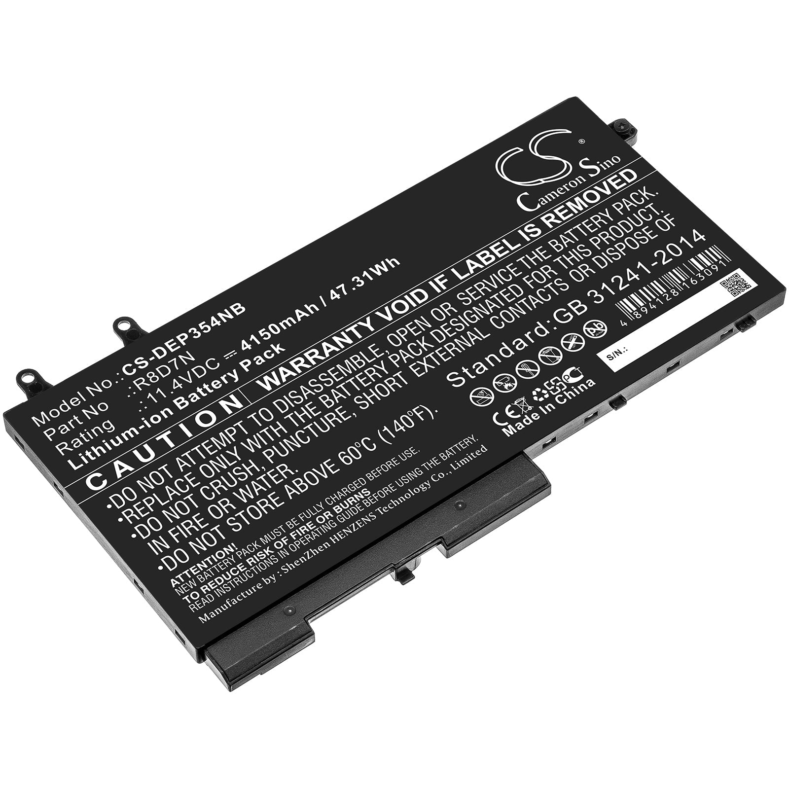 Li-ion Battery fits Dell, Precision 15 3540 11.4V, 4150mAh Notebook & Laptop Cameron Sino Technology Limited