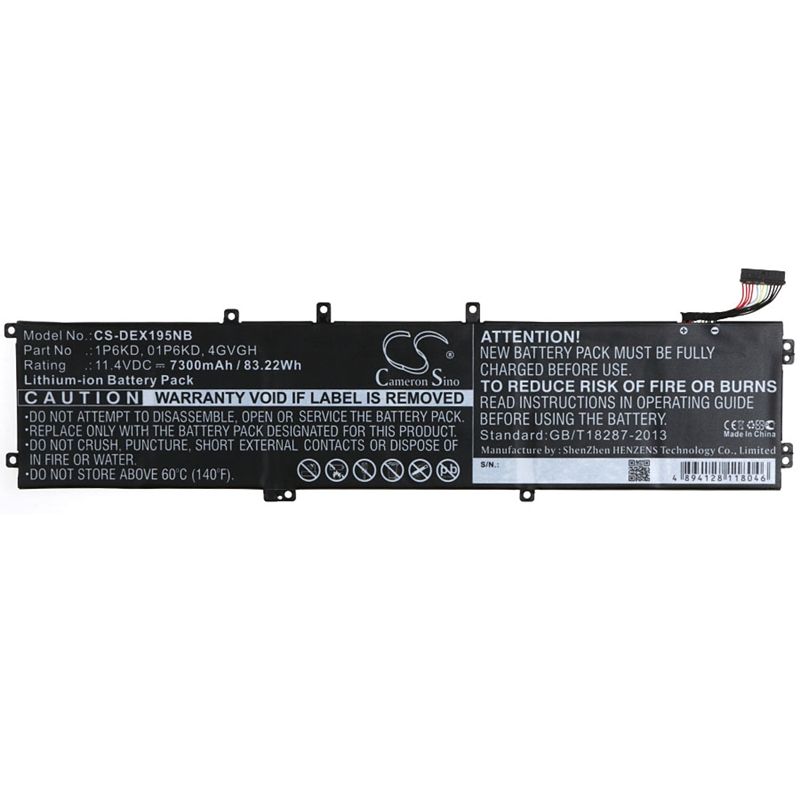Li-ion Battery fits Dell, precision 5510, xps 15 9530, xps 15 9550 11.4V, 7300mAh Notebook & Laptop Cameron Sino Technology Limited