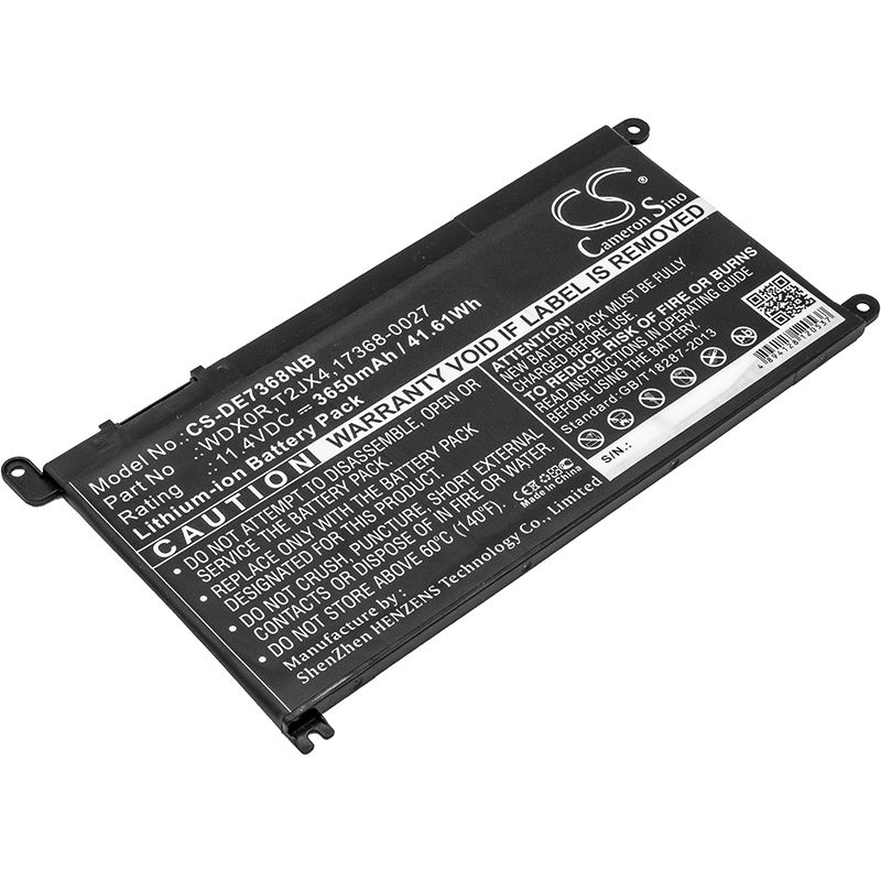 Li-ion Battery Fits Dell, WDX0R Dell Ins 13mf Pro-d1708ts, 11.4v, 3650mah Notebook & Laptop Cameron Sino Technology Limited