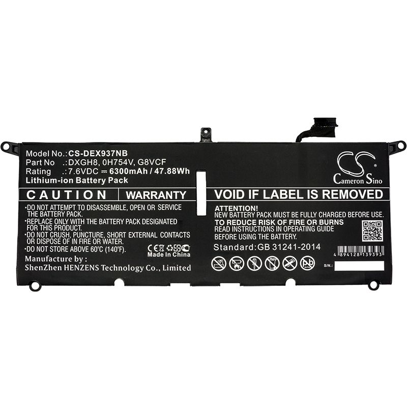 Li-ion Battery Fits Dell, Xps 13 2018, Xps 13 9370, Xps 13 9370 Fhd I5 7.6v, 6300mah Notebook & Laptop Cameron Sino Technology Limited