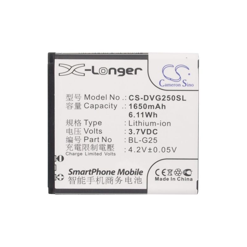 Li-ion Battery fits Doov, d3, d770, g25 3.7V, 1650mAh Mobile & SmartPhone Cameron Sino Technology Limited