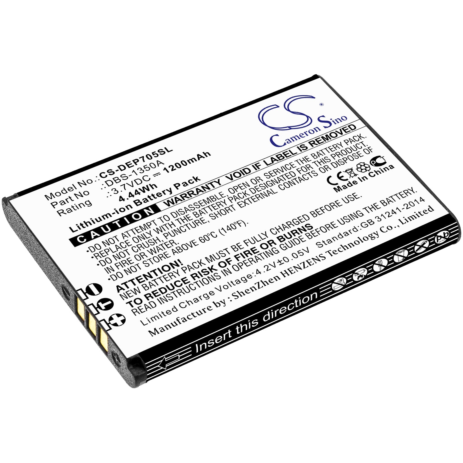 Li-ion Battery fits Doro, 7050 Flip, 7060 3.7V, 1200mAh Mobile & SmartPhone Cameron Sino Technology Limited