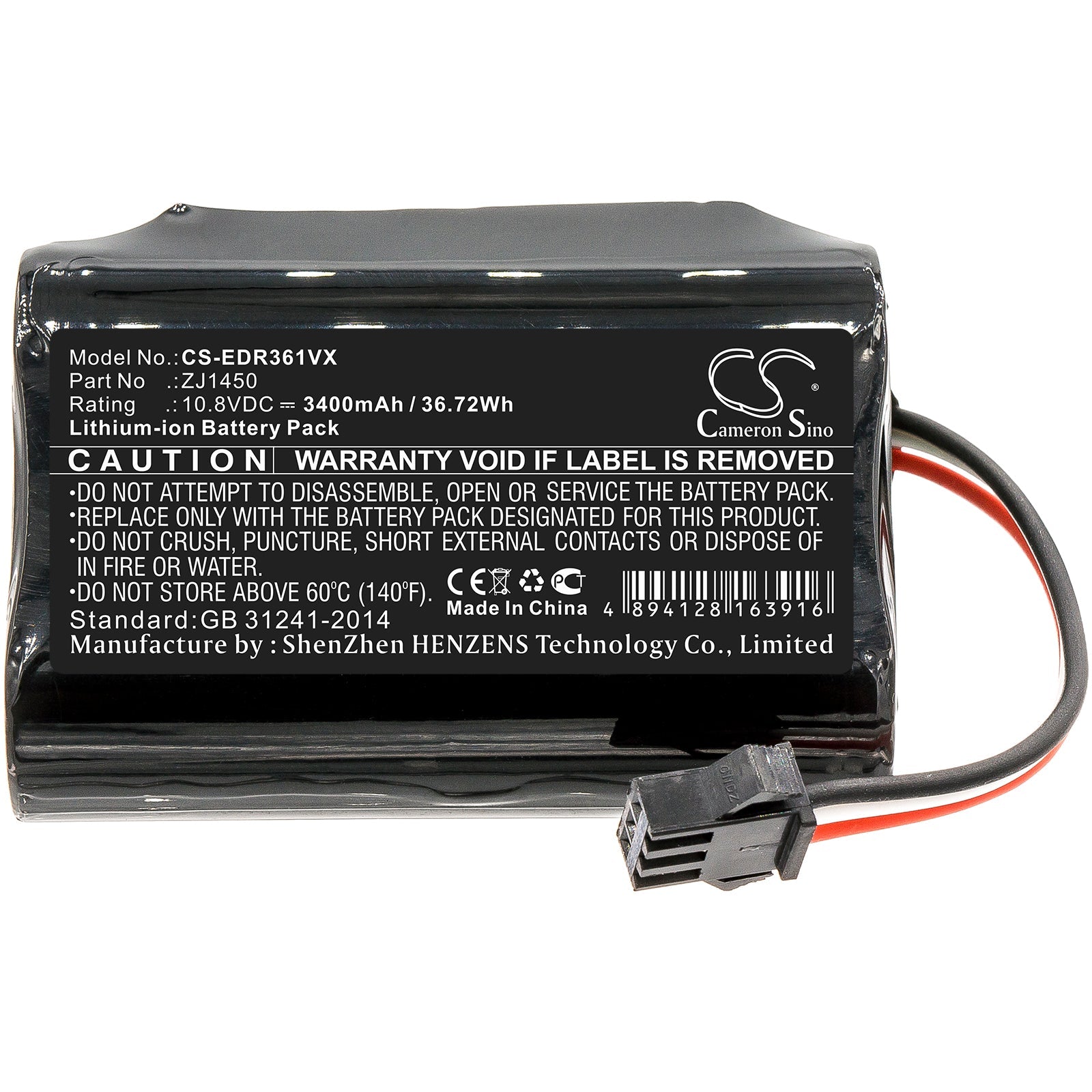 Li-ion Battery fits Ecovacs, D36a, D36b 10.8V, 3400mAh Vacuum Cameron Sino Technology Limited