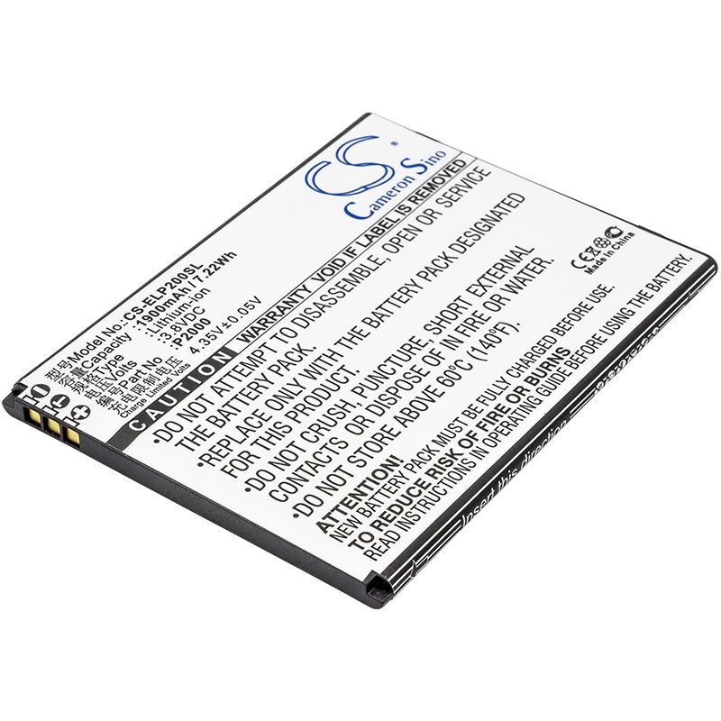 Li-ion Battery fits Elephone, p2000, p2000c, precious p2000 3.8V, 1900mAh Mobile & SmartPhone Cameron Sino Technology Limited