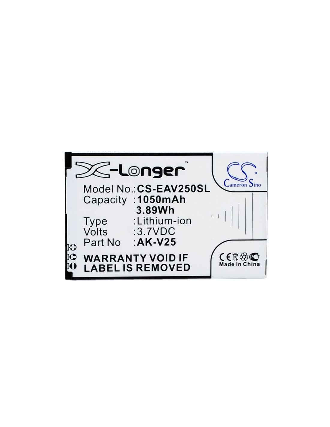 Li-ion Battery fits Emporia, euphoria, pure, v25 3.7V, 1050mAh Mobile & SmartPhone Cameron Sino Technology Limited