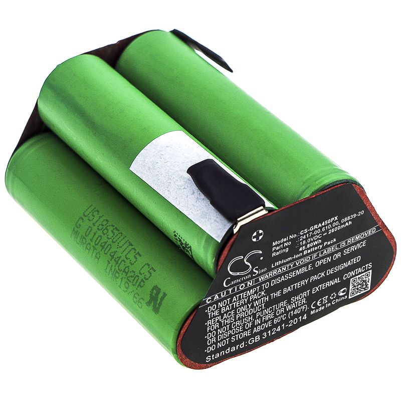 Li-ion Battery fits Gardena, 02417-20, Accucut 400li 18.0V, 2600mAh Gardening Tools Cameron Sino Technology Limited