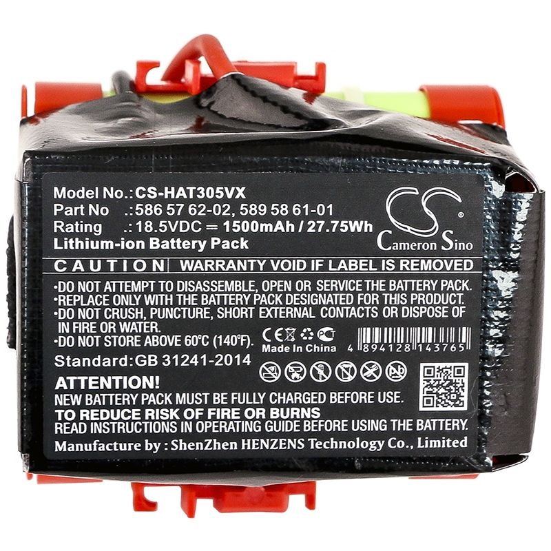 Li-ion Battery fits Gardena, Mcculloch Rob R600, R40, R50 18.5V, 1500mAh Lawn Mowers Cameron Sino Technology Limited
