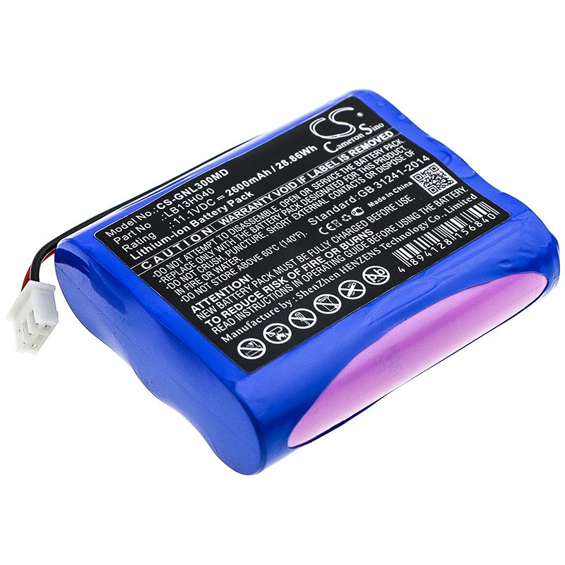 Li-ion Battery fits General, G3h, G3hi30028-1 11.1V, 2600mAh Medical Cameron Sino Technology Limited