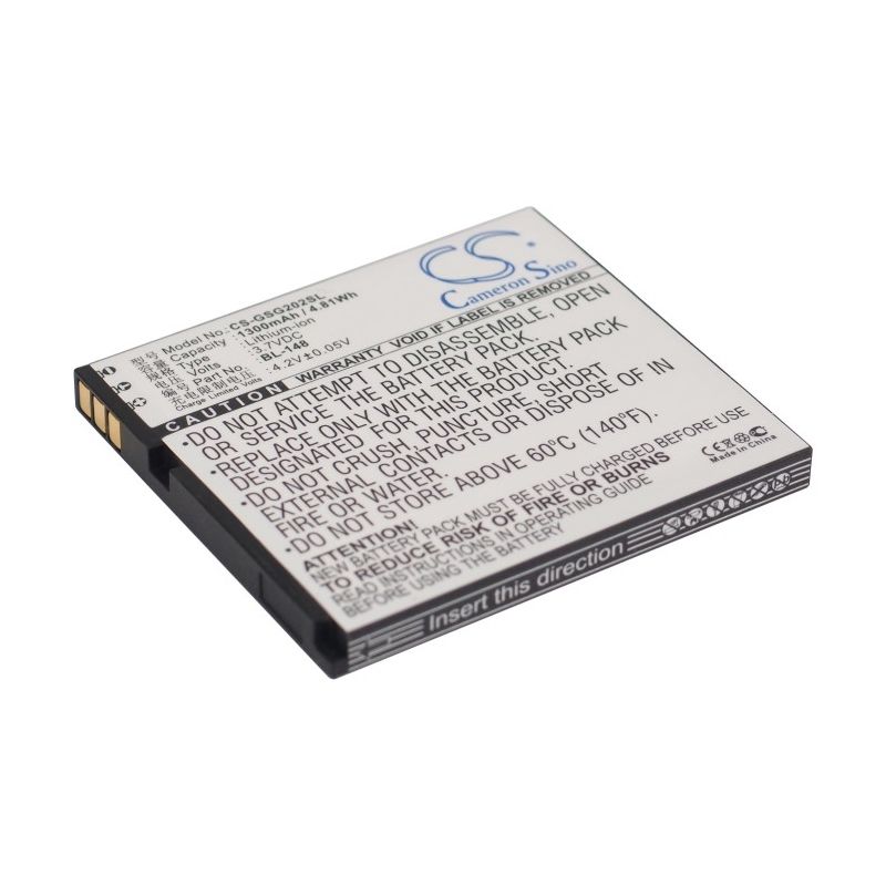 Li-ion Battery fits Gigabyte, gsmart gs202, gsmart, gs202 3.7V, 1300mAh Mobile & SmartPhone Cameron Sino Technology Limited