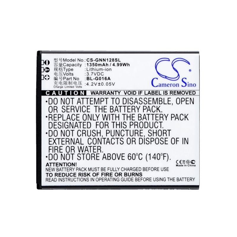 Li-ion Battery fits Gionee, gn128, ngm, vorwarts 3.7V, 1350mAh Mobile & SmartPhone Cameron Sino Technology Limited