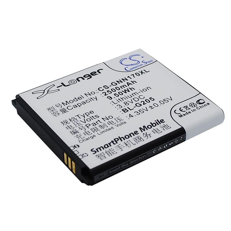 Li-ion Battery fits Gionee, gn170 3.8V, 2500mAh Mobile & SmartPhone Cameron Sino Technology Limited