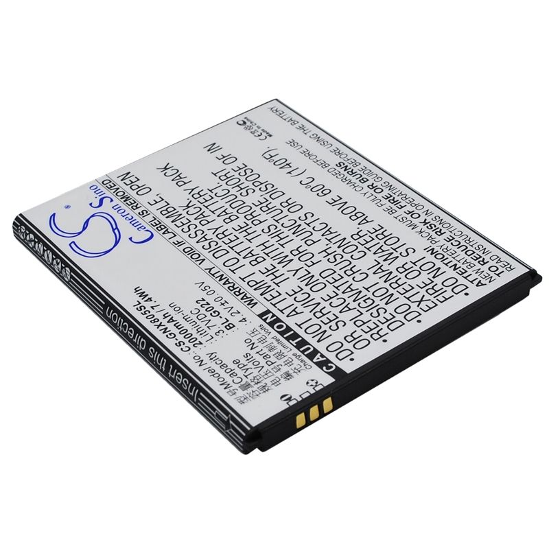 Li-ion Battery fits Gionee, x805 3.7V, 2000mAh Mobile & SmartPhone Cameron Sino Technology Limited