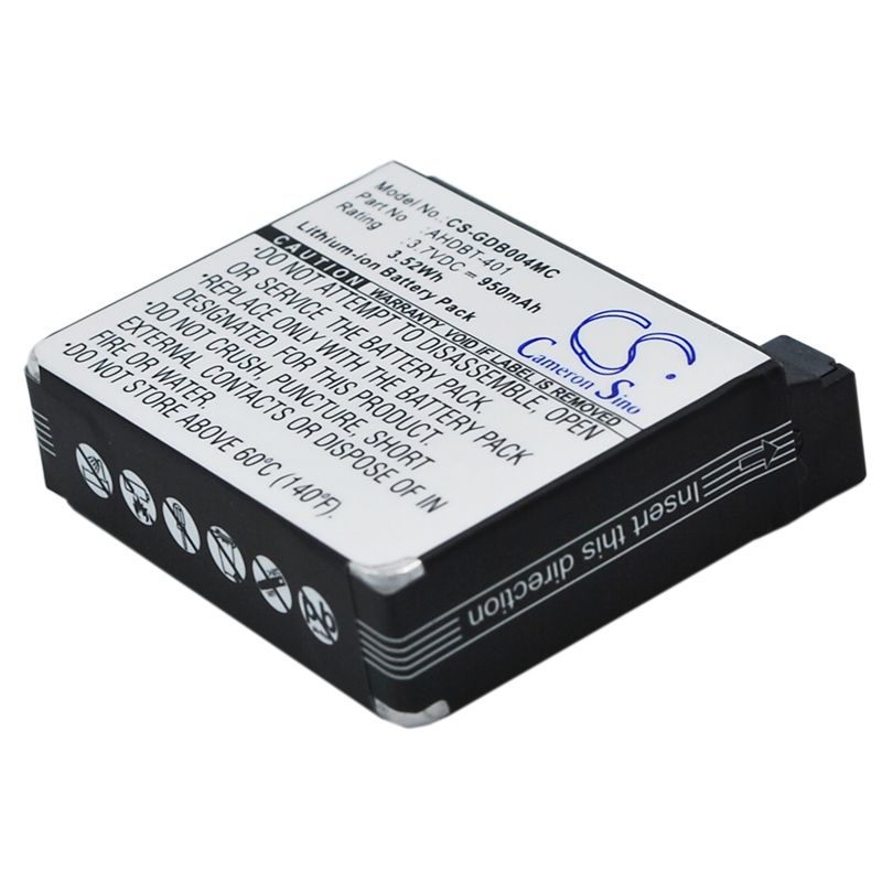 Li-ion Battery fits Gopro, Hero 4, Hero 4 Black, Hero 4 Silver 3.7V, 950mAh Camera Cameron Sino Technology Limited