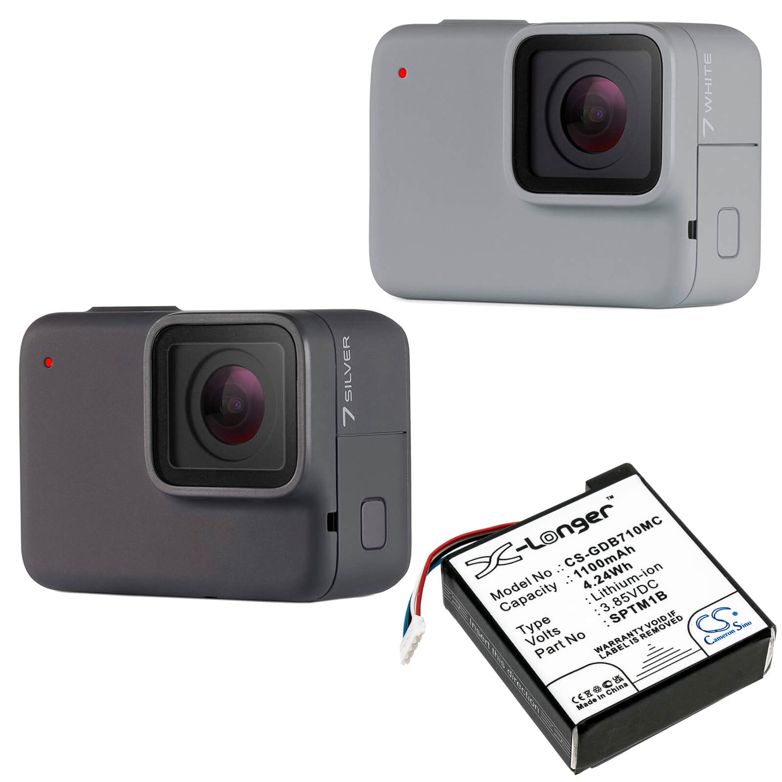 Li-ion Battery fits Gopro, Hero 7 Silver 3.85V, 1220mAh Camera Cameron Sino Technology Limited