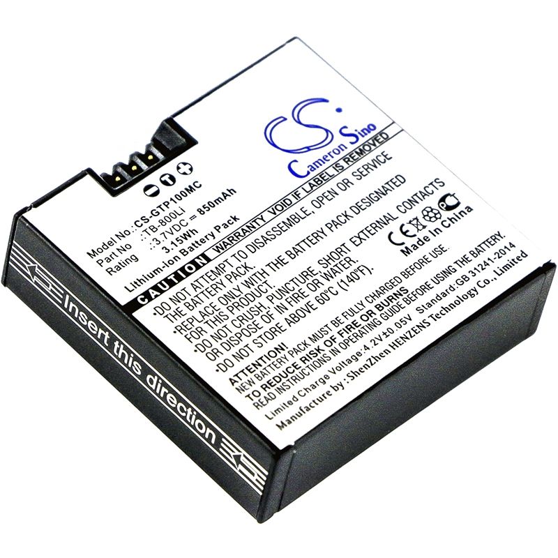 Li-ion Battery fits Gotop, G1 3.7V, 850mAh Camera Cameron Sino Technology Limited