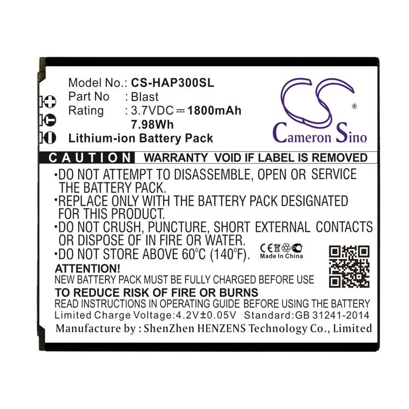 Li-ion Battery fits Highscreen, blast 3.7V, 1800mAh Mobile & SmartPhone Cameron Sino Technology Limited