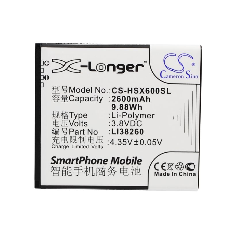 Li-ion Battery fits Hisense, hs-x6, hs-x6c, hs-x6t 3.8V, 2600mAh Mobile & SmartPhone Cameron Sino Technology Limited