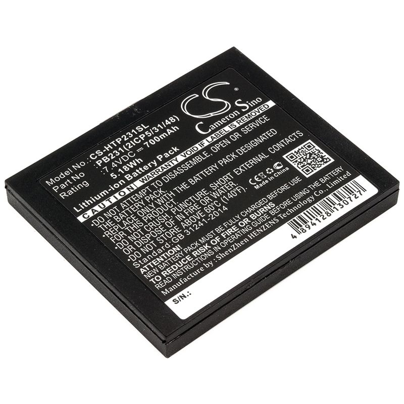 Li-ion Battery fits Hiti, Pringo P231, Pringo P231 Photo Printer, 7.4V, 700mAh Portable Printer Cameron Sino Technology Limited