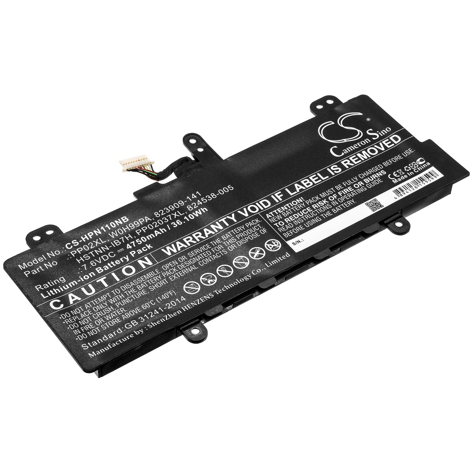 Li-ion Battery fits Hp, 823909-141, 824538-005, 824538-850, 824561-005, Hstnn-1b7h, Hstnn-ib7h, Pp02037xl, Pp02037xl-pr, Pp02xl, Notebook & Laptop Cameron Sino Technology Limited