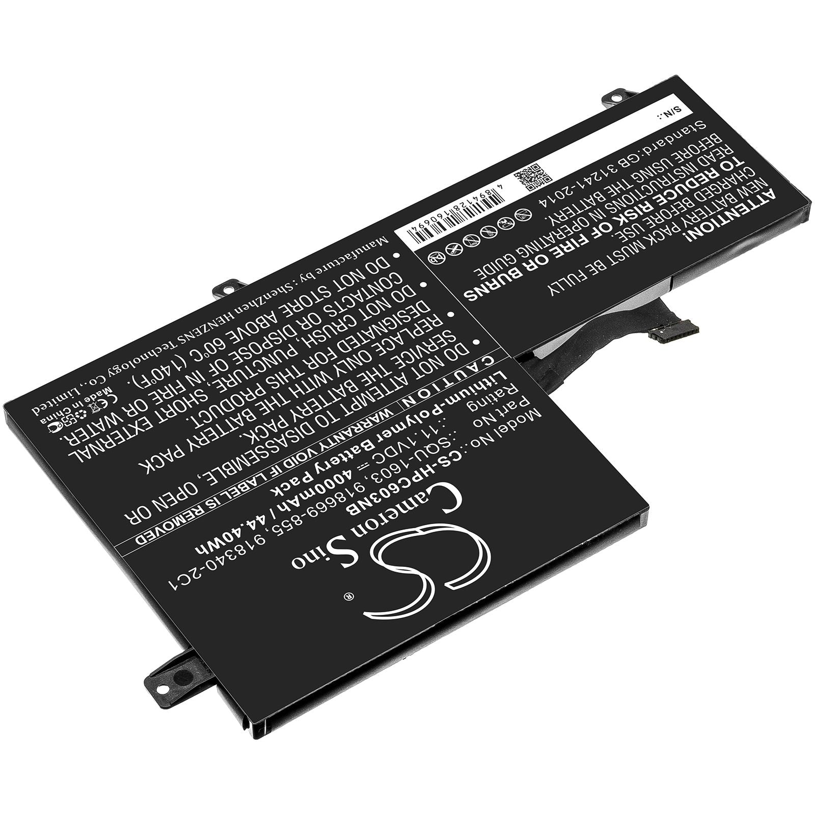 Li-ion Battery fits Hp, 918340-2c1, 918669-855, Hstnn-db7z, Squ-1603 11.1V, 4000mAh Notebook & Laptop Cameron Sino Technology Limited