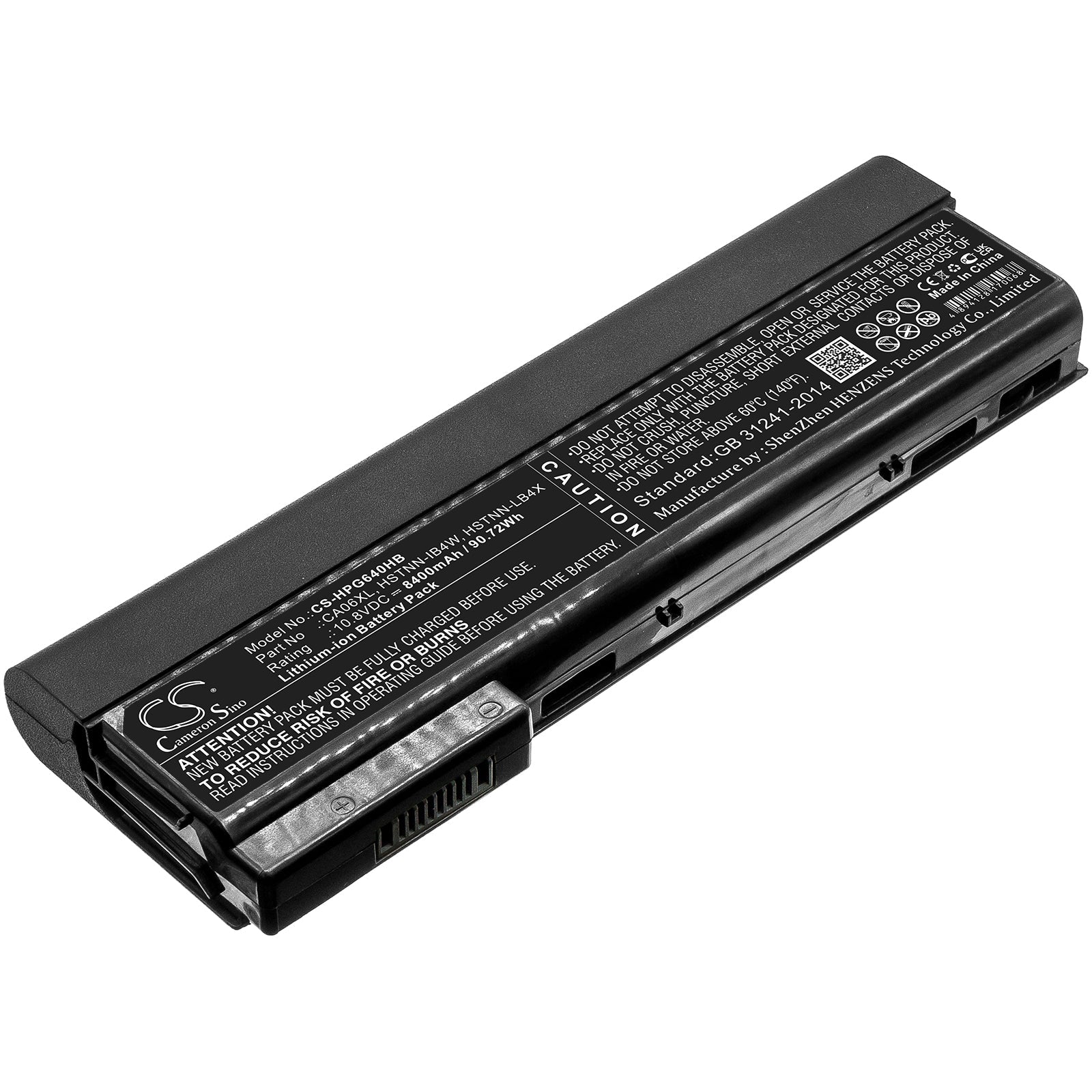 Li-ion Battery fits Hp, D9r52av, H5g74e, Probook 640 10.8V, 8400mAh Notebook & Laptop Cameron Sino Technology Limited