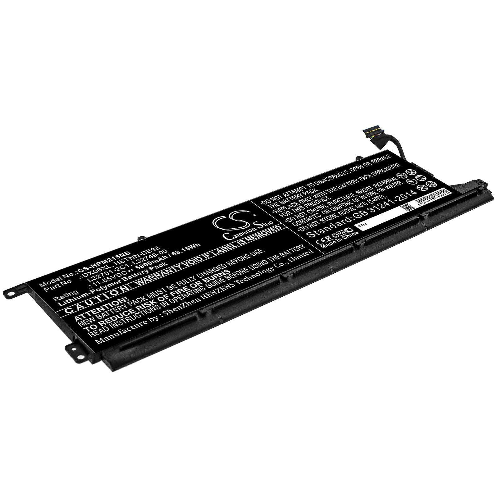 Li-ion Battery fits Hp, Dx06xl, Hstnn-db98, L32701-2c1, L32749-00 11.55V, 5900mAh Notebook & Laptop Cameron Sino Technology Limited