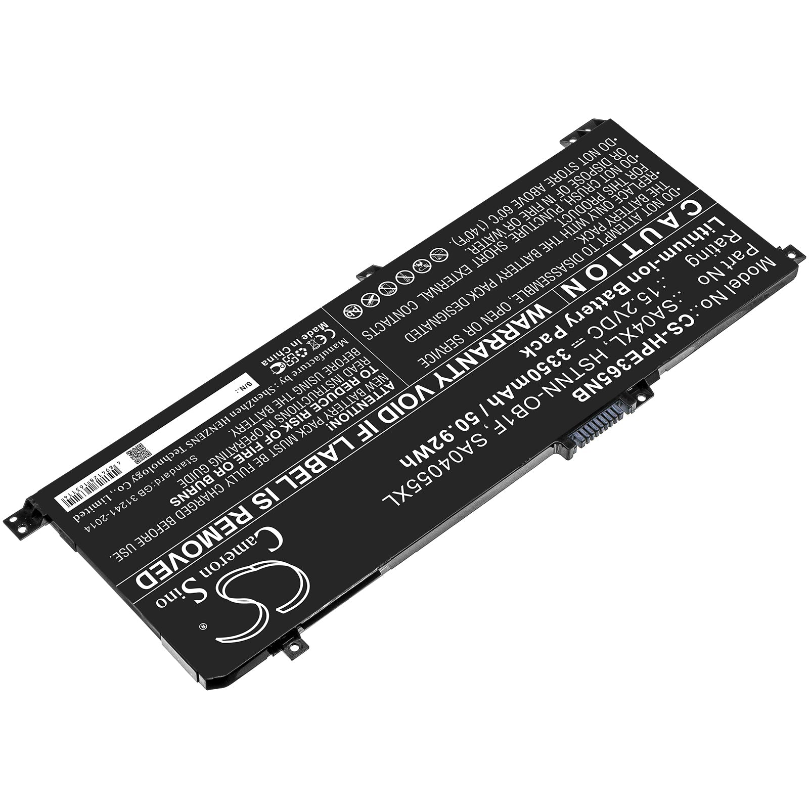 Li-ion Battery fits Hp, Envy 15-dr0000, Envy 15-dr0000 X360 15.2V, 3350mAh Notebook & Laptop Cameron Sino Technology Limited