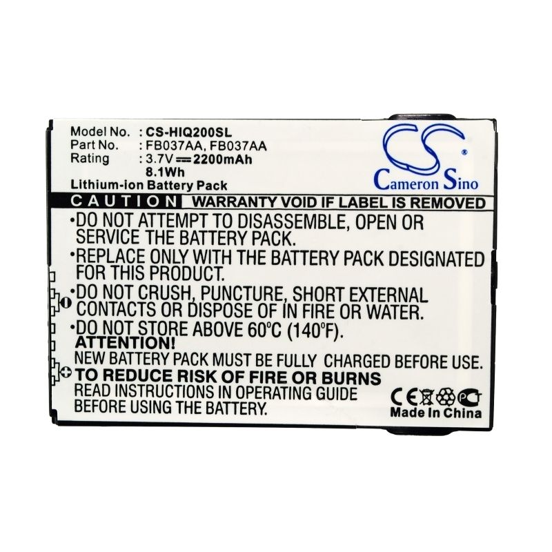 Li-ion Battery Fits Hp, Ipaq 200, Ipaq 210, Ipaq 211 3.7v, 2200mah PDA & Pocket PC Cameron Sino Technology Limited