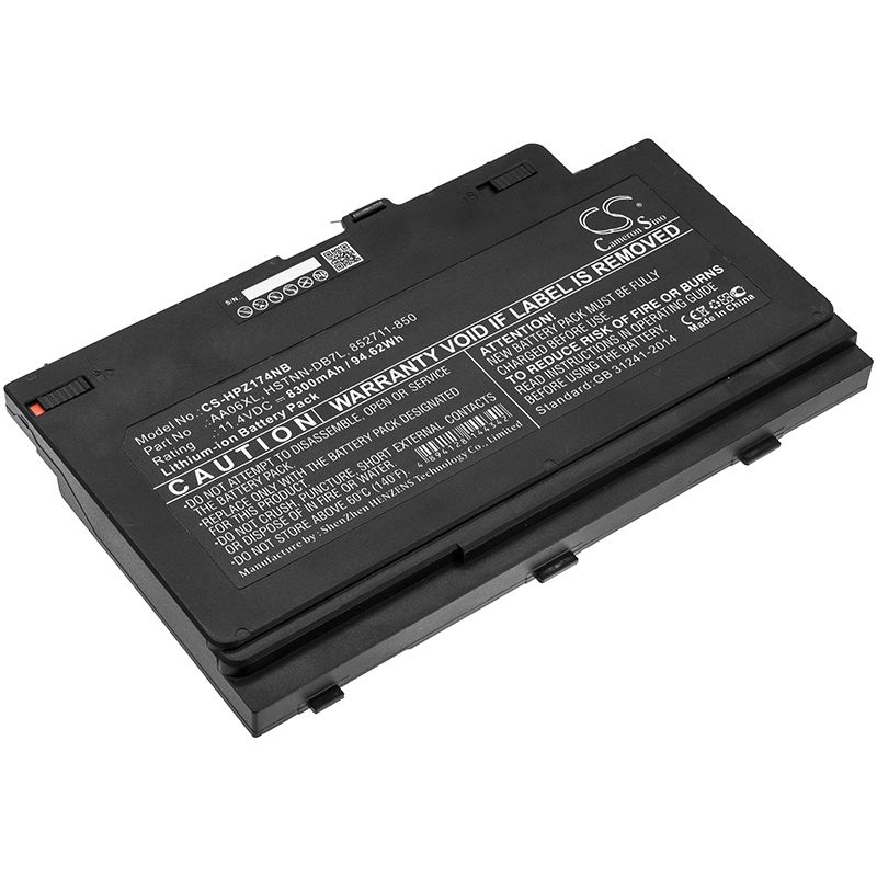 Li-ion Battery fits Hp, zbook 17 G3 Mobile Workstation, zbook 17 G4, zbook 17 G4 Mobile Workstation 11.4V, 8300mAh Notebook & Laptop Cameron Sino Technology Limited