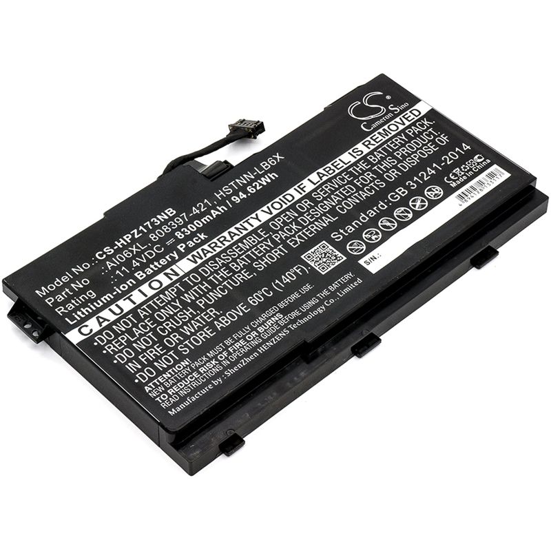 Li-ion Battery Fits Hp, Zbook 17 G3, Zbook 17 G3 M9l94av, Zbook 17 G3 T7v61et 11.4v, 8300mah Notebook & Laptop Cameron Sino Technology Limited