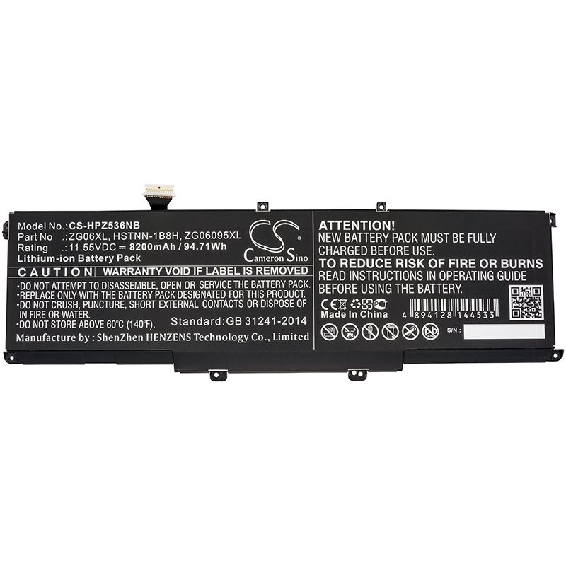 Li-ion Battery fits Hp, zbook Studio G5, zbook Studio G5 2zc49ea, zbook Studio G5 2zc50ea 11.55V, 8200mAh Notebook & Laptop Cameron Sino Technology Limited