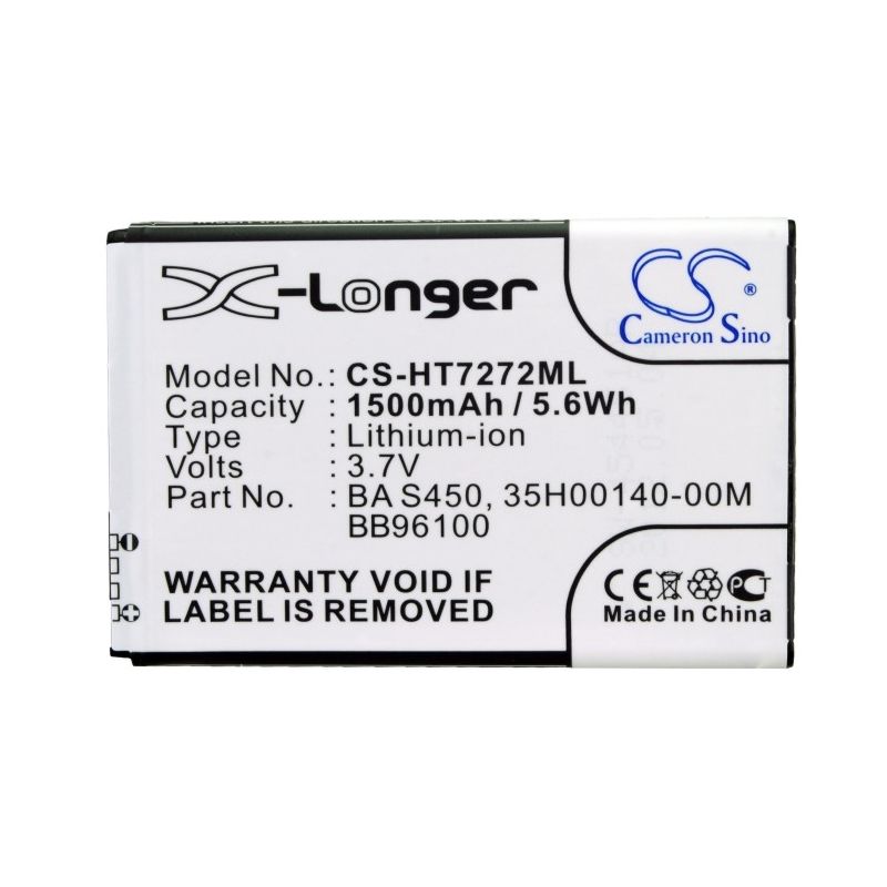 Li-ion Battery Fits Htc, 7 Mozart, A7272, Bb96100 3.7v, 1500mah Mobile & SmartPhone Cameron Sino Technology Limited