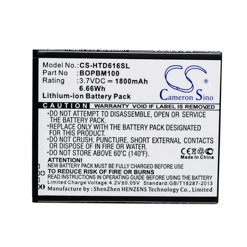 Li-ion Battery Fits Htc, D616d, D616h, D616w 3.7v, 1800mah Mobile & SmartPhone Cameron Sino Technology Limited