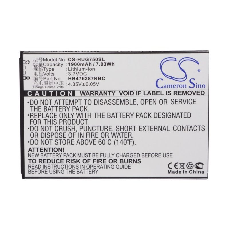 Li-ion Battery fits Huawei, ascend g750, ascend g750-t00, ascend g750-t01 3.7V, 1900mAh Mobile & SmartPhone Cameron Sino Technology Limited (Suspended)