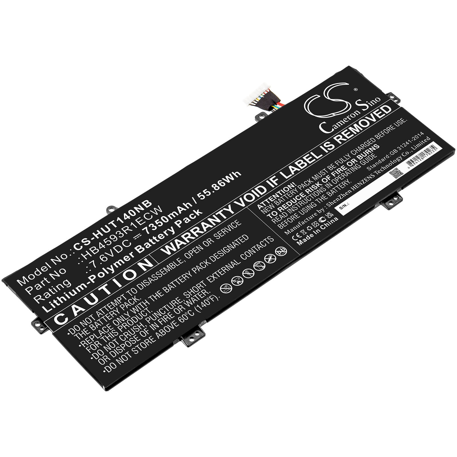 Li-ion Battery fits Huawei, Book X Pro I5-8250u 256gb, Book X Pro I5-8250u 8gb, Honor Magicbook 7.6V, 7350mAh Notebook & Laptop Cameron Sino Technology Limited