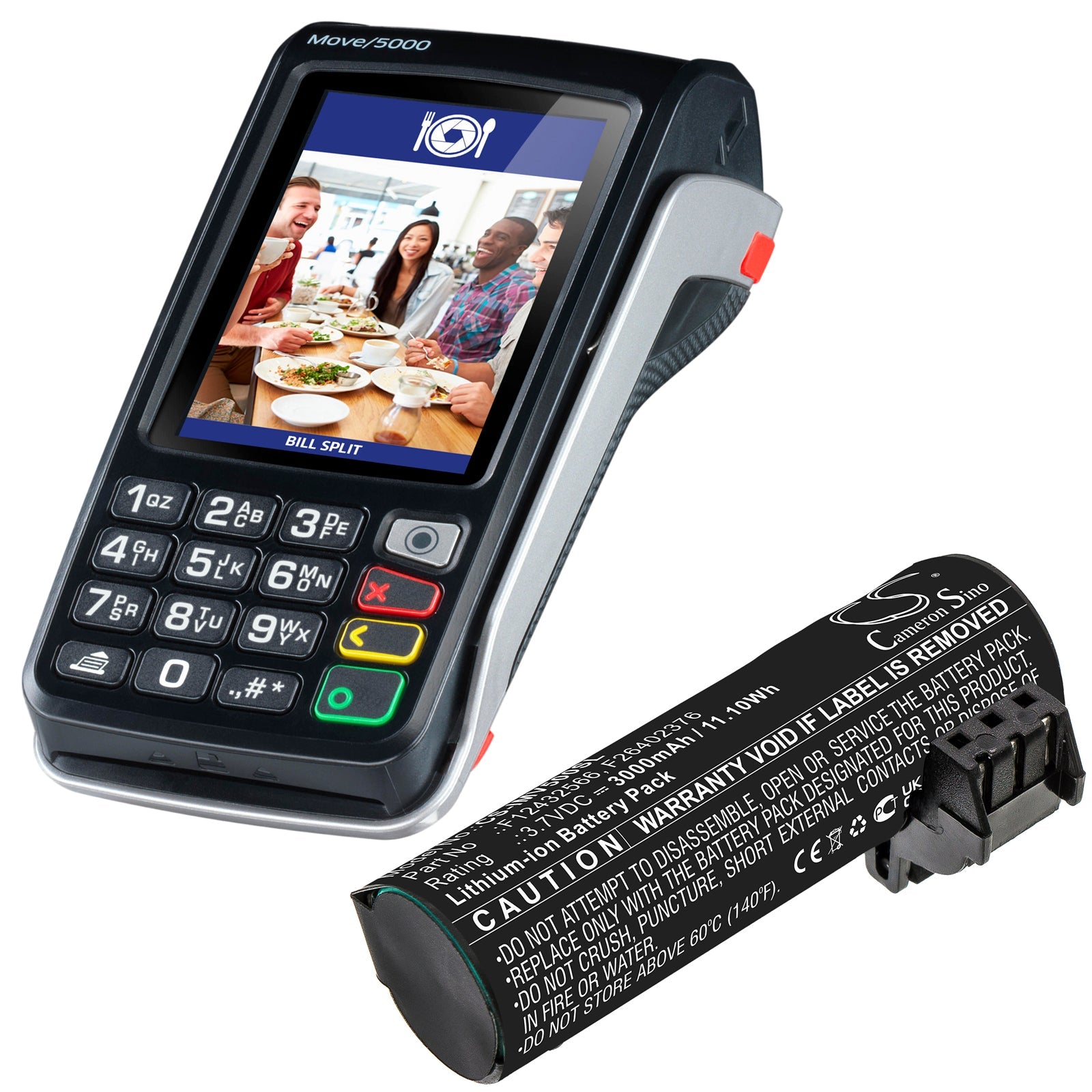 Li-ion Battery fit's Ingenico, Move 5000, Move 5000f, Move 5000s, 11.10Wh Payment Terminal Cameron Sino Technology Limited