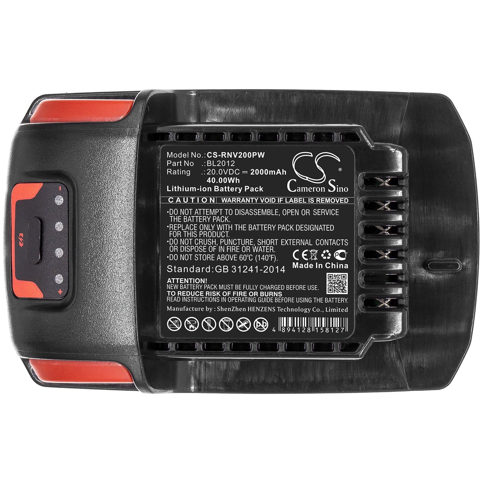 Li-ion Battery fits Ingersoll Rand, Bl2012 20.0V, 2000mAh Power Tools Cameron Sino Technology Limited