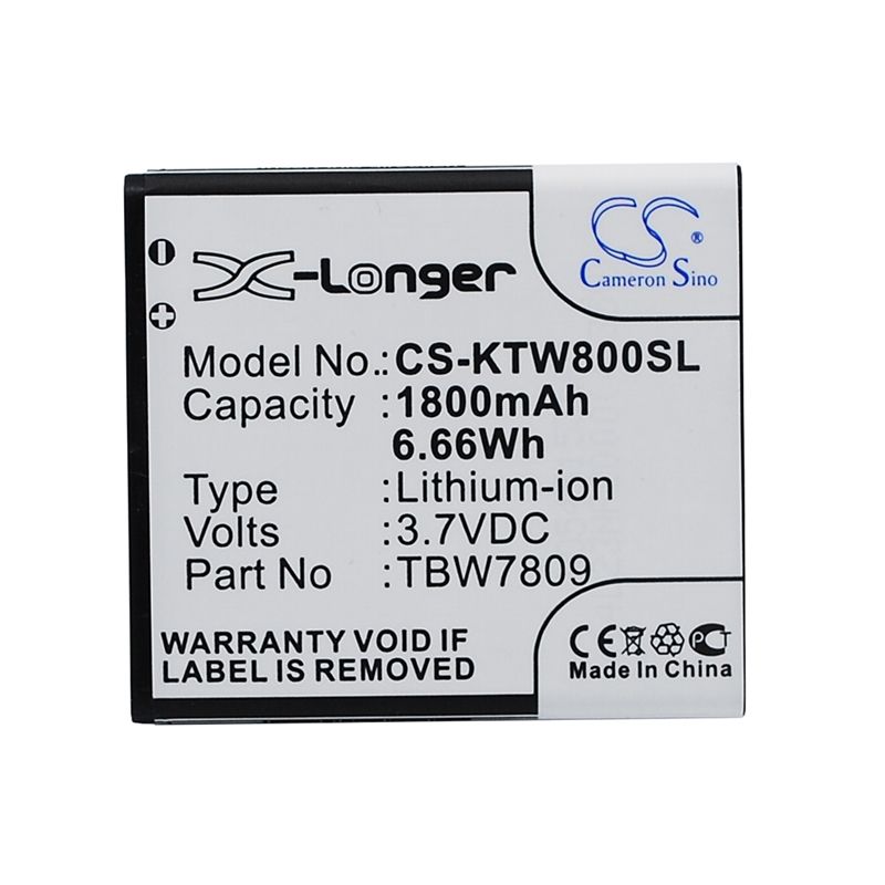 Li-ion Battery fits K-touch, e6, e806, t6 3.7V, 1800mAh Communications Cameron Sino Technology Limited (Suspended)