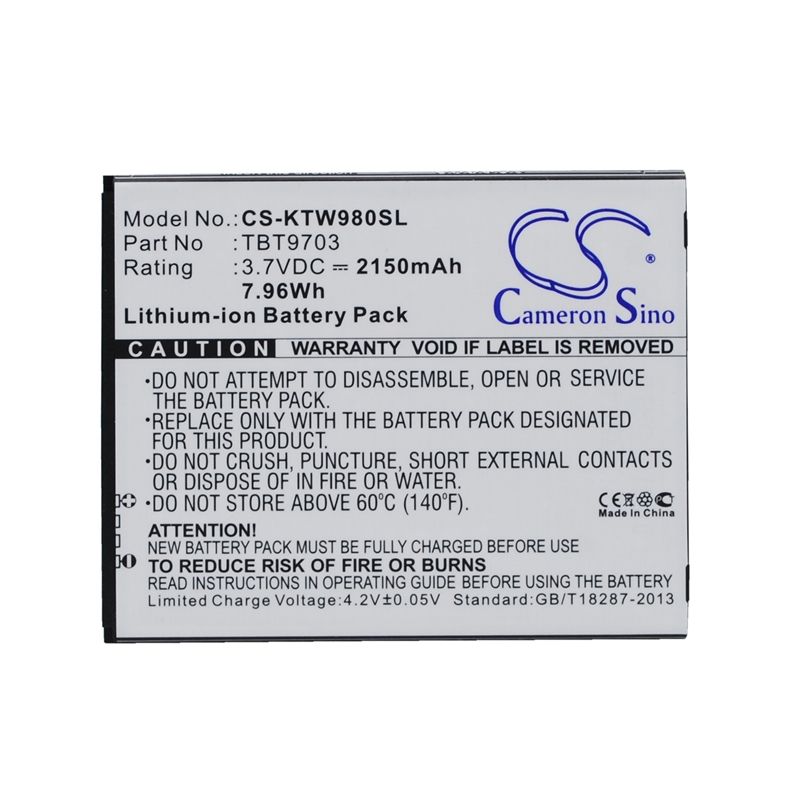 Li-ion Battery fits K-touch, kis 3, kis 3w, kis 4 3.7V, 2150mAh Mobile & SmartPhone Cameron Sino Technology Limited