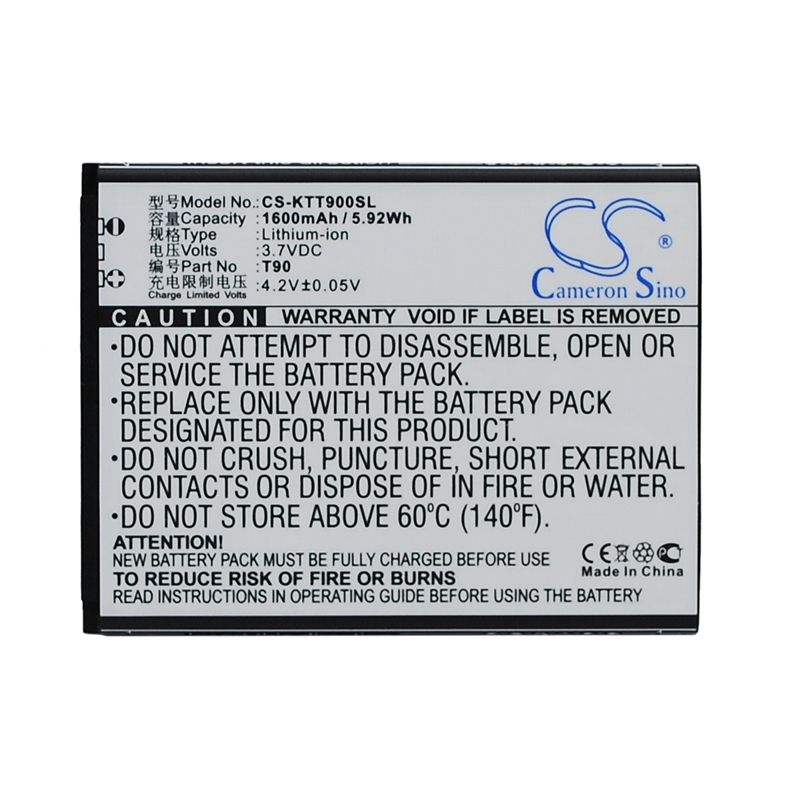 Li-ion Battery fits K-touch, t90 3.7V, 1600mAh Communications Cameron Sino Technology Limited (Suspended)