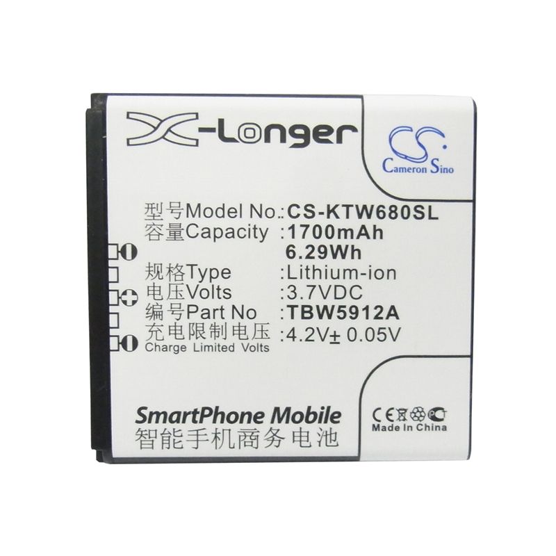Li-ion Battery fits K-touch, w608, w680 3.7V, 1700mAh Mobile & SmartPhone Cameron Sino Technology Limited (Suspended)