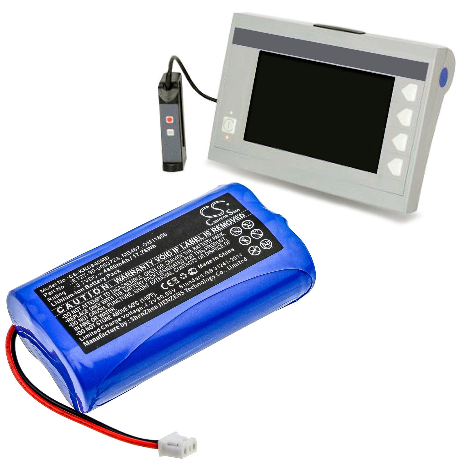 Li-ion Battery fits Karl Storz, 8402 Zx, 8402zx Laryngoscope 30-0003 3.7V, 4800mAh Medical Cameron Sino Technology Limited
