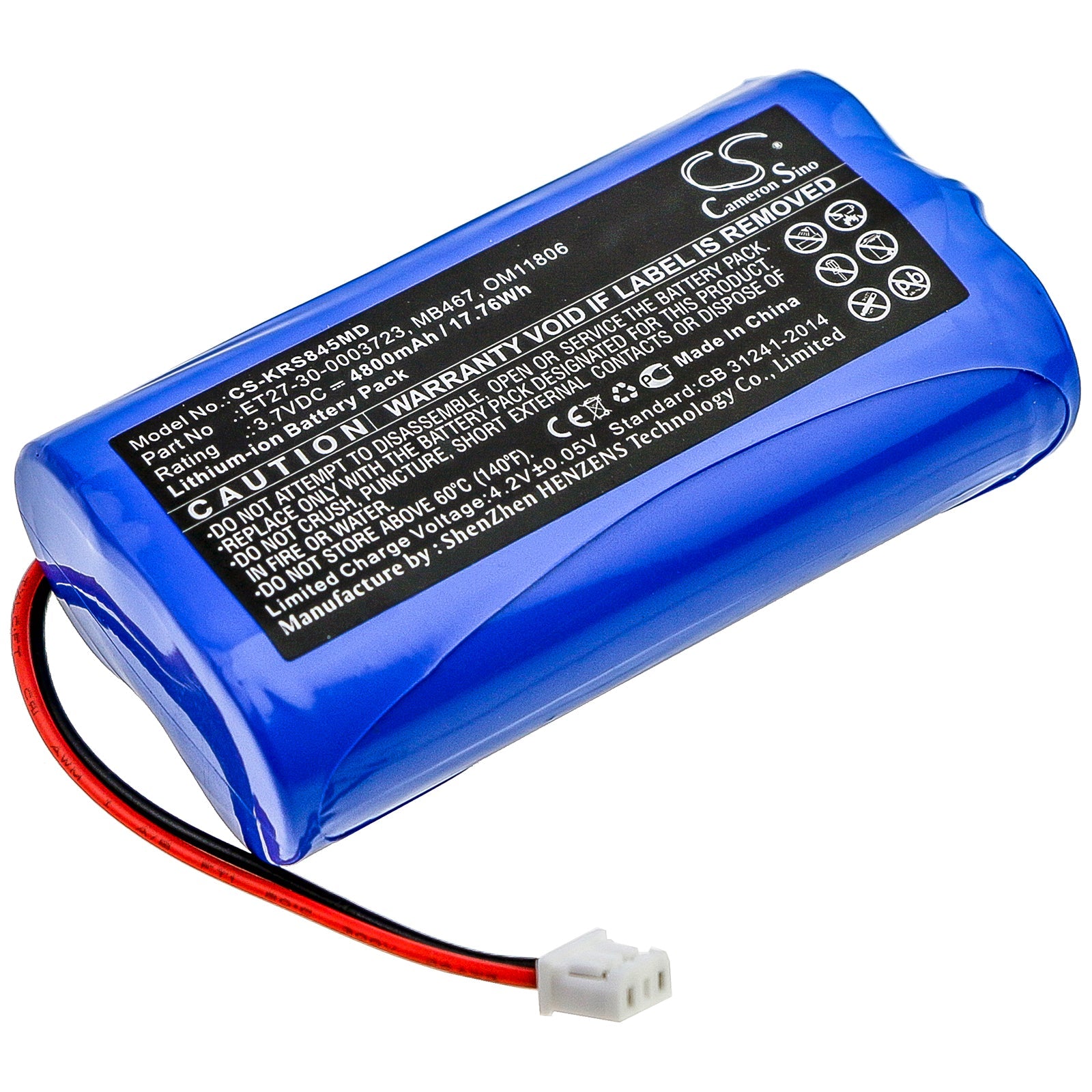 Li-ion Battery fits Karl Storz, 8402 Zx, 8402zx Laryngoscope 30-0003 3.7V, 4800mAh Medical Cameron Sino Technology Limited