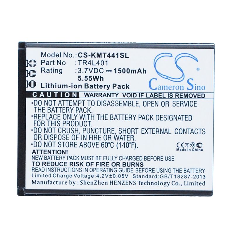 Li-ion Battery fits Kazam, tr4l4044044-01, trooper 440l, trooper 441l 3.7V, 1500mAh Mobile & SmartPhone Cameron Sino Technology Limited