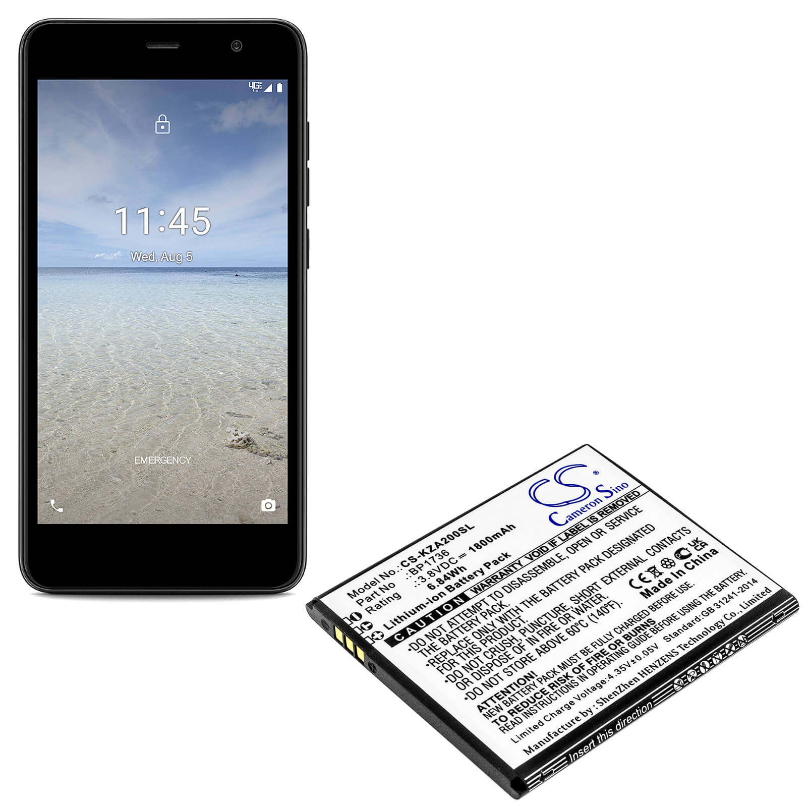 Li-ion Battery fits Kazuna, Etalk Myflix, Kazn20, Kazn20pp 3.8V, 1800mAh Mobile & SmartPhone Cameron Sino Technology Limited