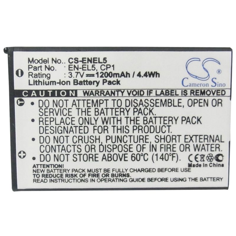 Li-ion Battery Fits Klicktel, Navigator K5, Nikon, Coolpix 3700 3.7v, 1200mah Camera Cameron Sino Technology Limited